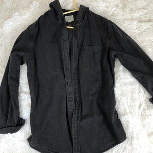 American Eagle Rustic Canvas Button Down Hoodie